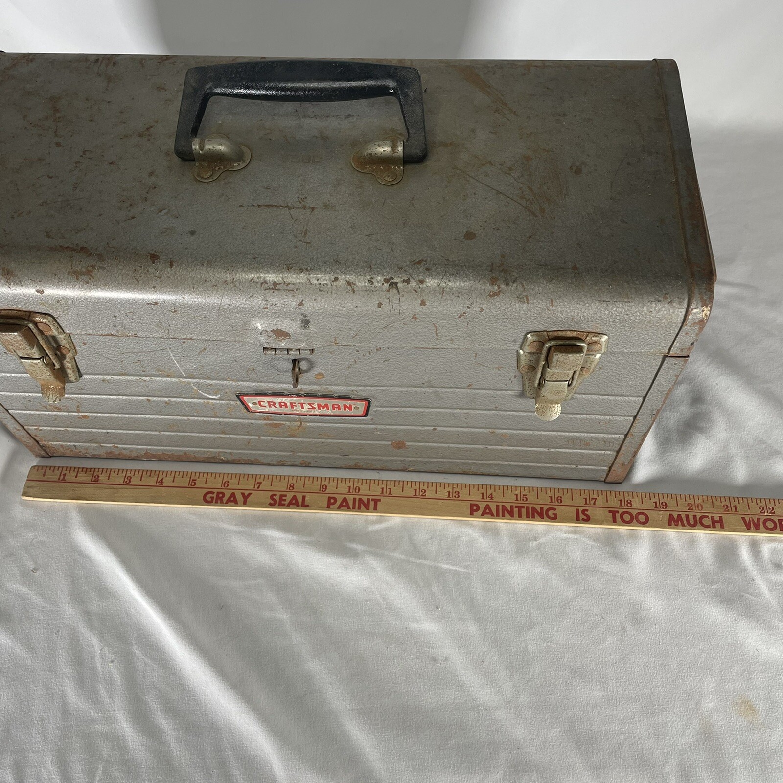 Vintage Craftsman 6500 Crown Logo Tool Box With Tray 18″ x 8″ x 9″ Read