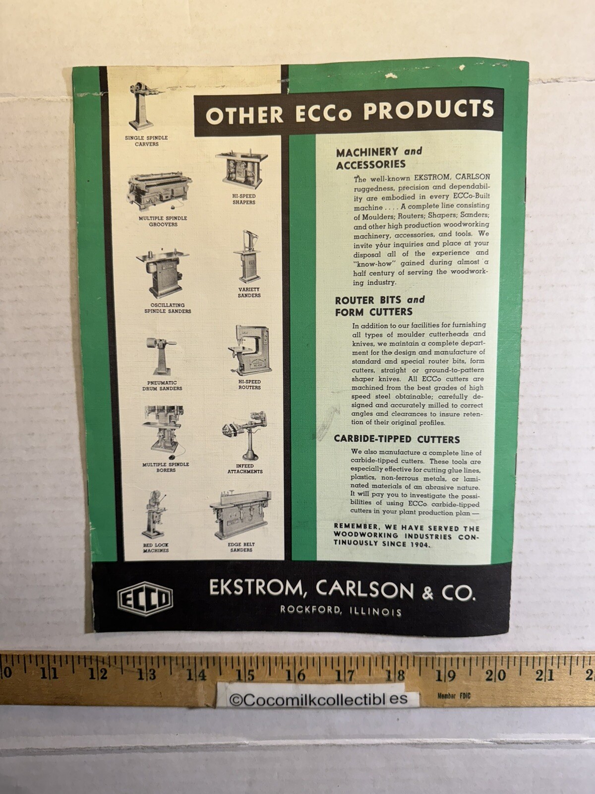 Vintage Ekstrom Carlson & CO HI-Speed Moulders Bulletin No.M100 Rockford IL