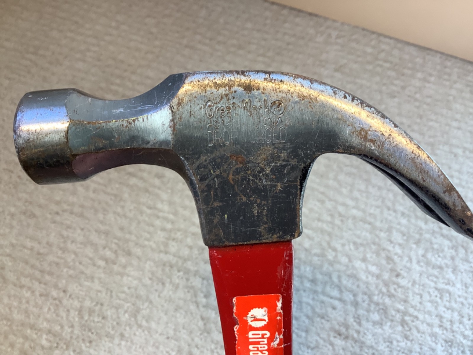 Great Neck HG16C 16oz smooth face claw hammer, padded red handle, Drop Forged