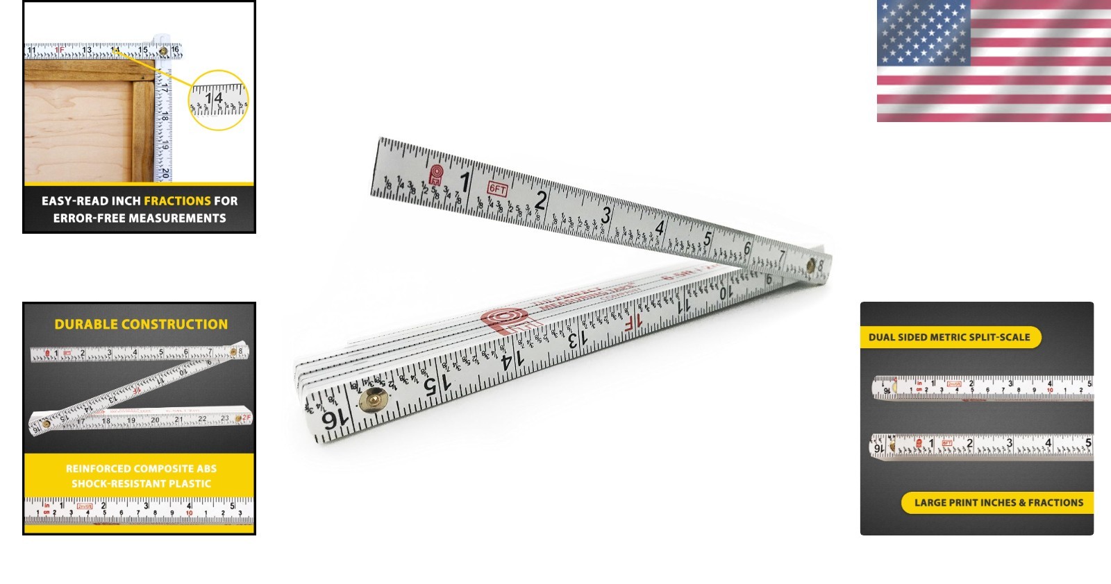 Versatile 6.5ft Folding Rule – Accurate Measuring Tool with Easy-Read Marks