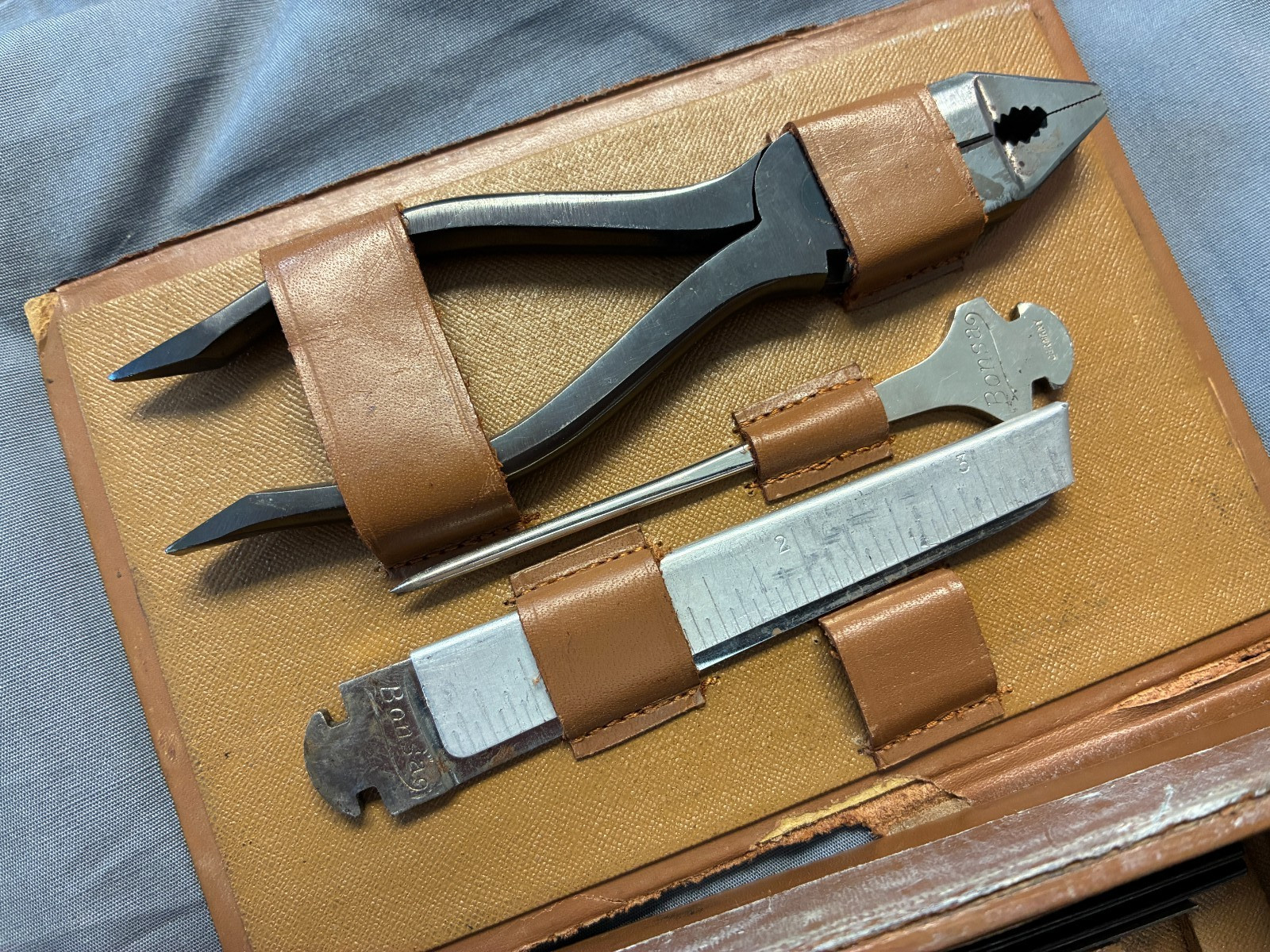Vintage German Bonsa tool kit patent DRGM w/ 2 handles & Case * Bonanza