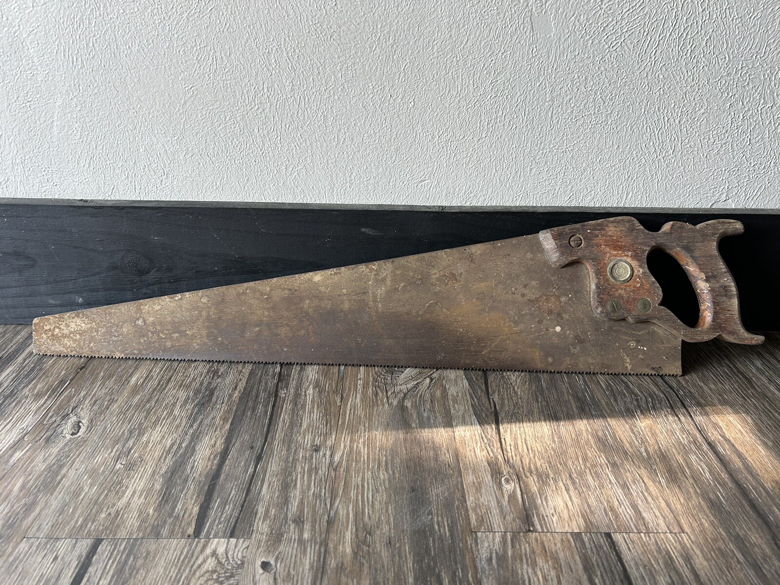 Vintage Disston Wooden Handle Hand Saw 29”