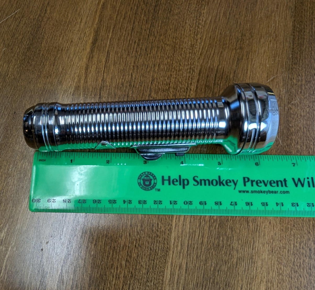 6in True Value Chrome Vintage Flashlight/ Tested Works Great!/C battery