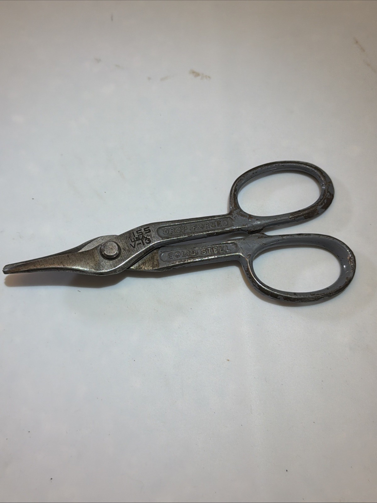 Vintage WISS V-13 USA Made Drop Forged Solid Steel Tin Snips 7″ Long