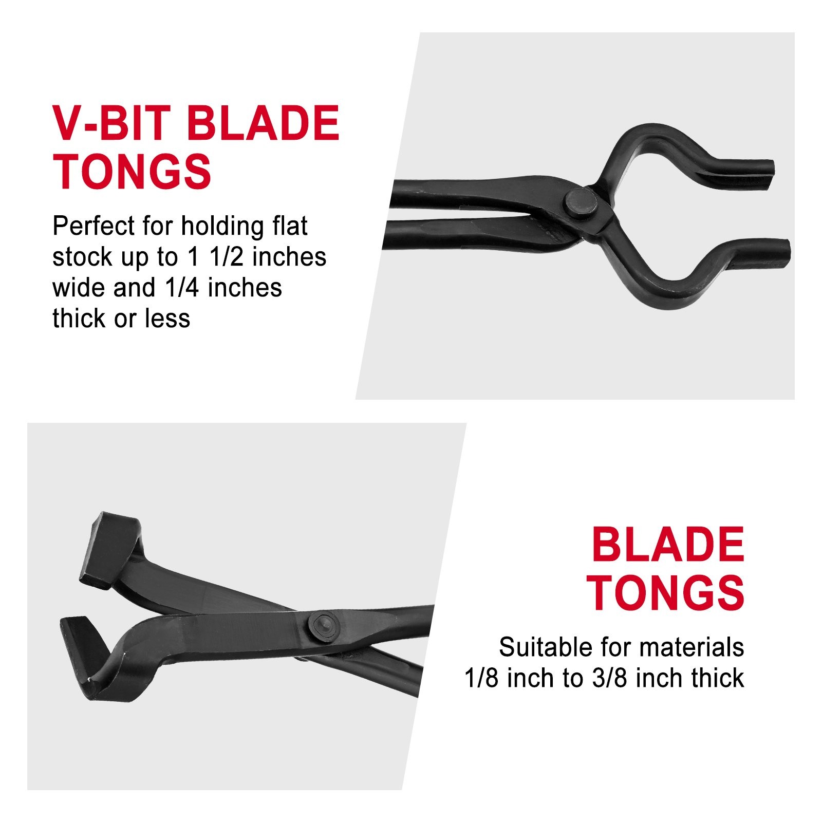4PCS Heavy Duty Steel Blacksmith Tongs for Bladesmithing and Blacksmithing Tools