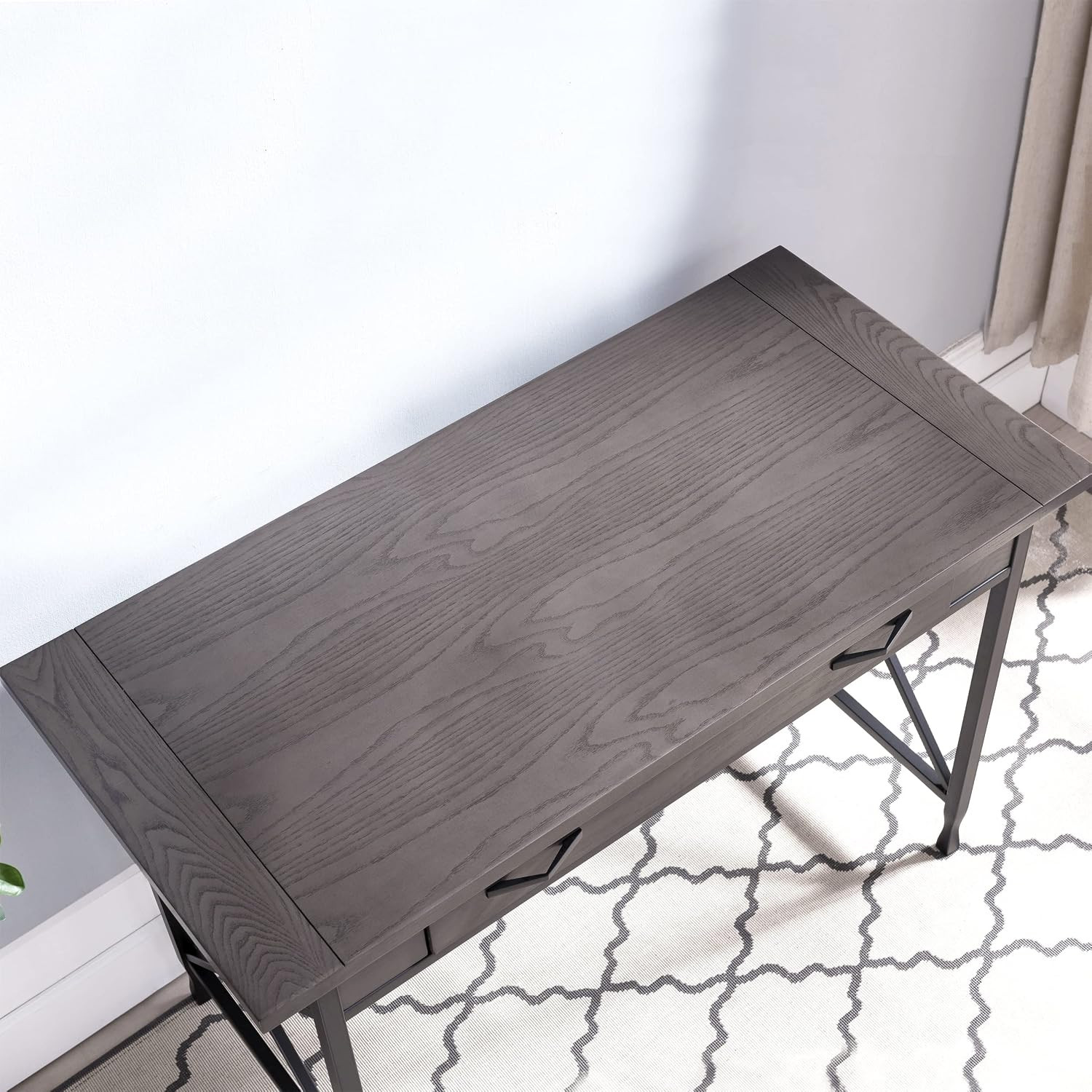 Chisel & Forge Desk, 46″, Smoke Gray, Matte Black | Freestanding, Contemporary/M