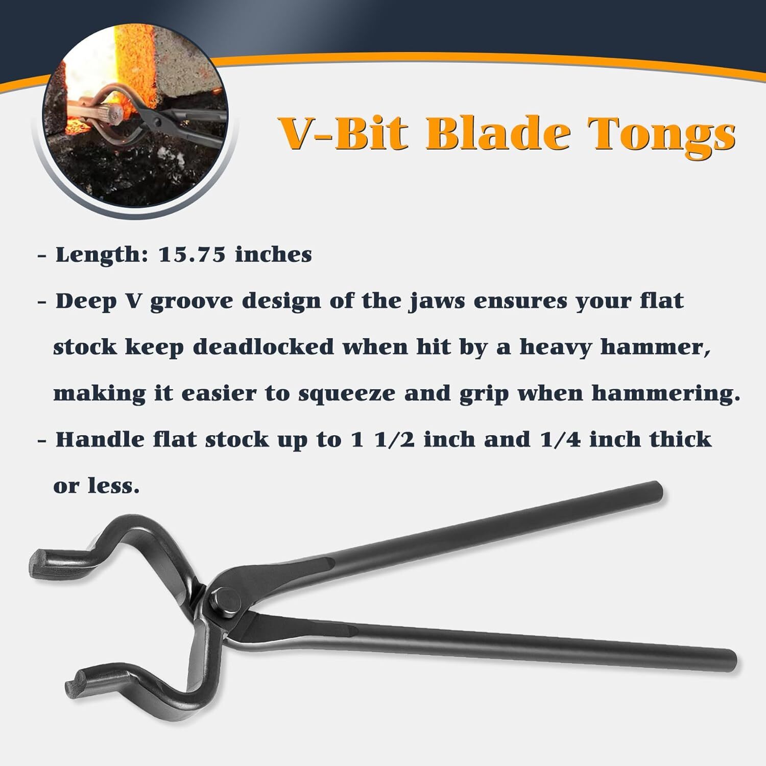 Blacksmith Tools 5 Piece Tongs Kit Flat, Square Jaw, Bolt, Blade, Wolf Jaw Tongs