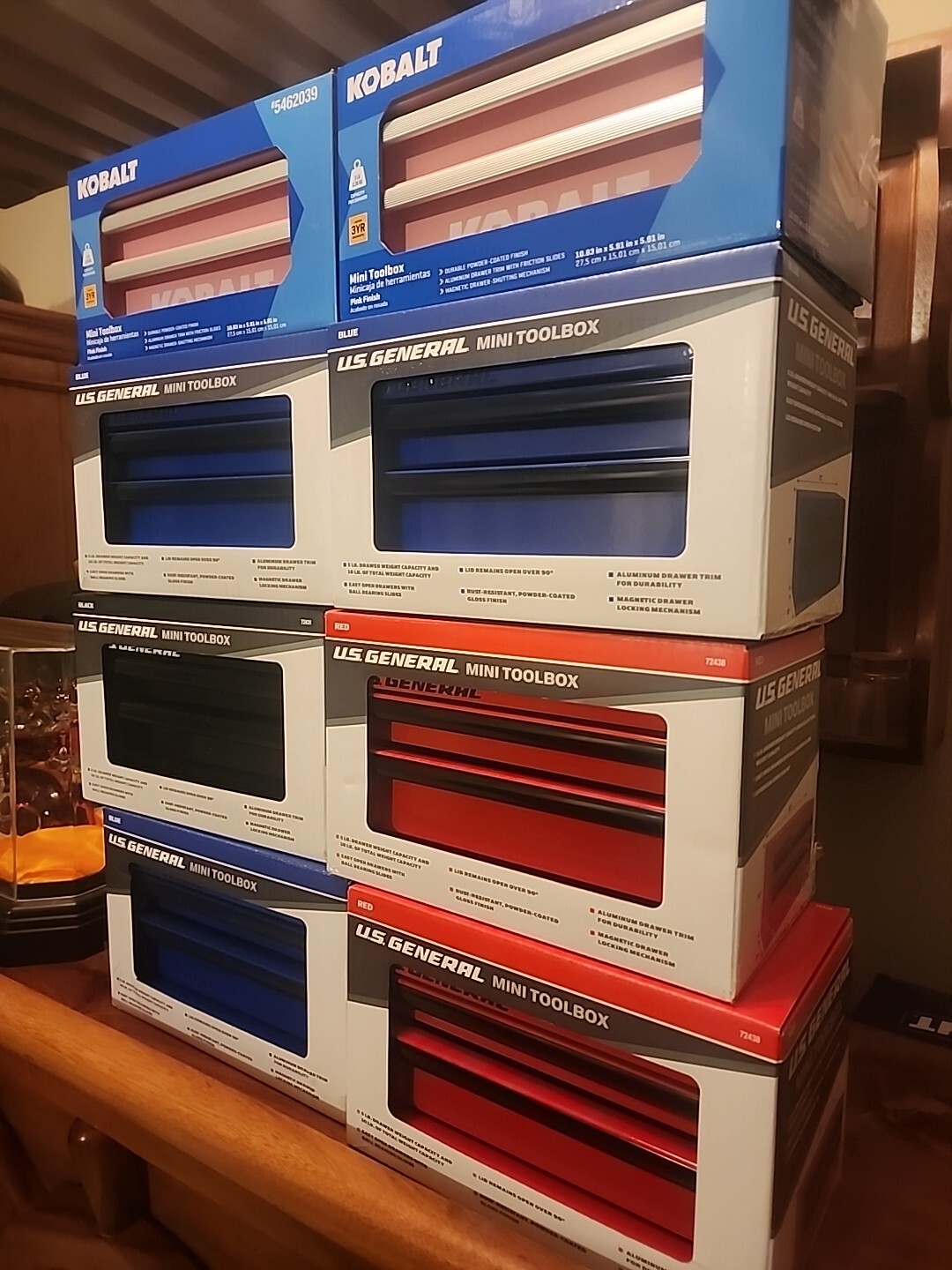 6 US General Mini Toolboxes And 2 Kobalt Mini Toolboxes