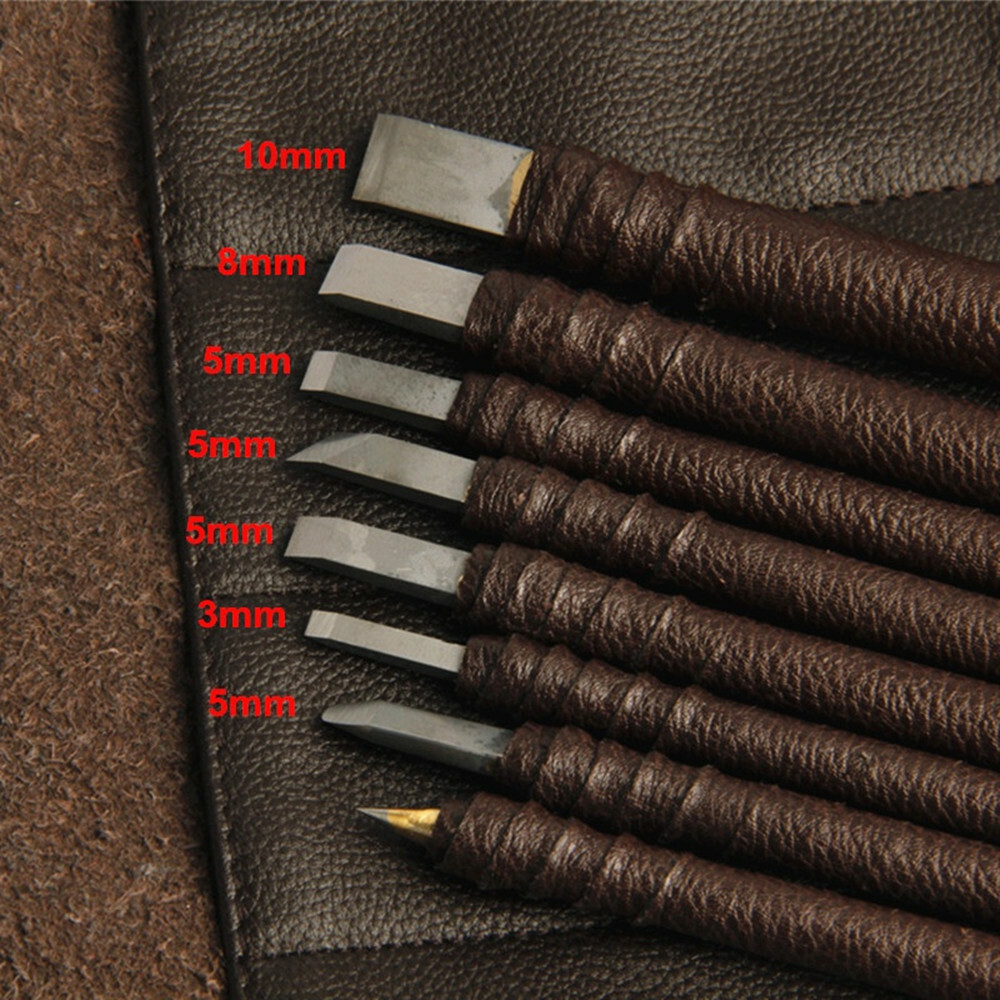 8pcs Tungsten Steel Stone Carving Sculpting Kit Hand Chisel Tool Set Cutting To