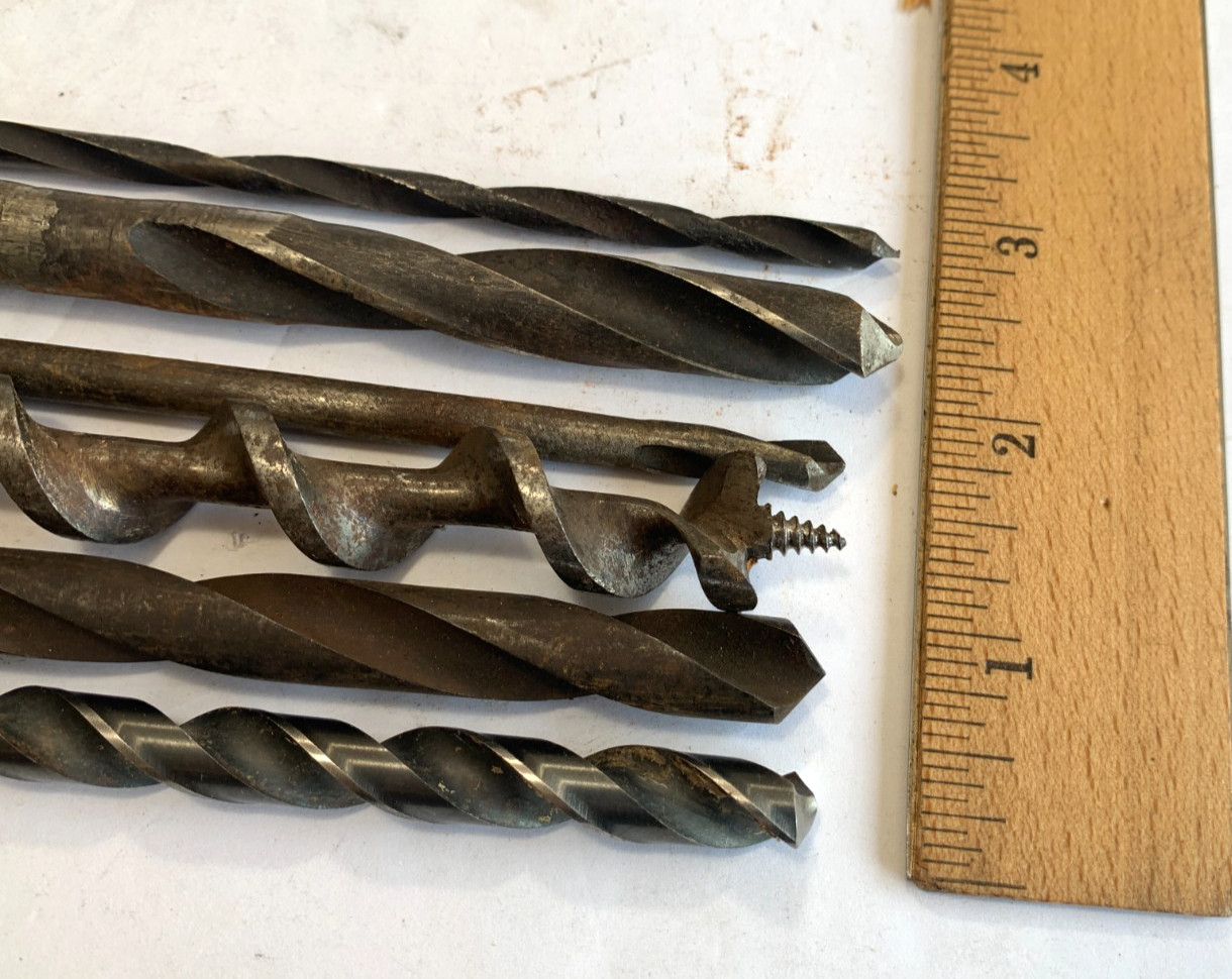 Lot of (6) Vintage Drill / Auger Bits – EXTRA Long 13″ to 24″ total length