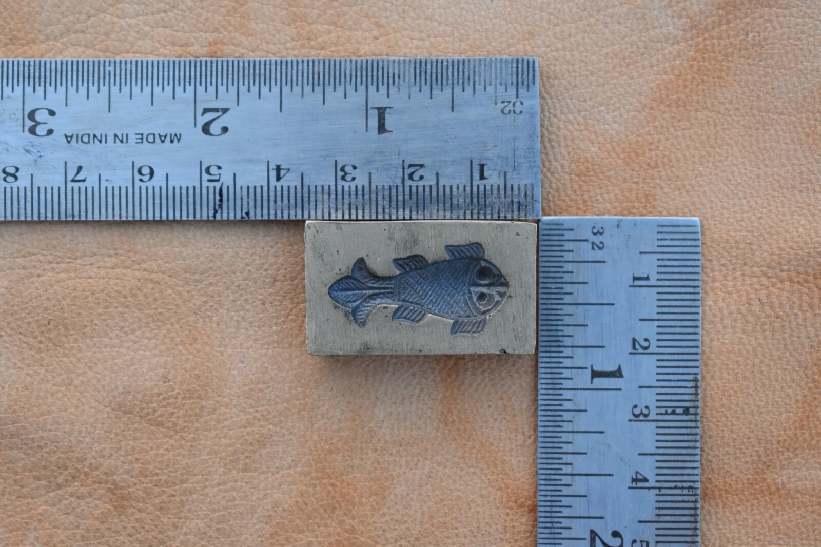 Vintage Rare Old Bronze fish Pendant Design Jeweler Die Mold Seal Stamp