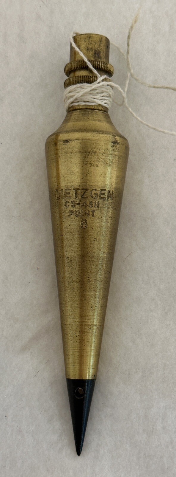Vintage Brass Dietzgen Plumb Bob CS 4811 w Box 5 1/4 in Long 8 ozs Steel Point