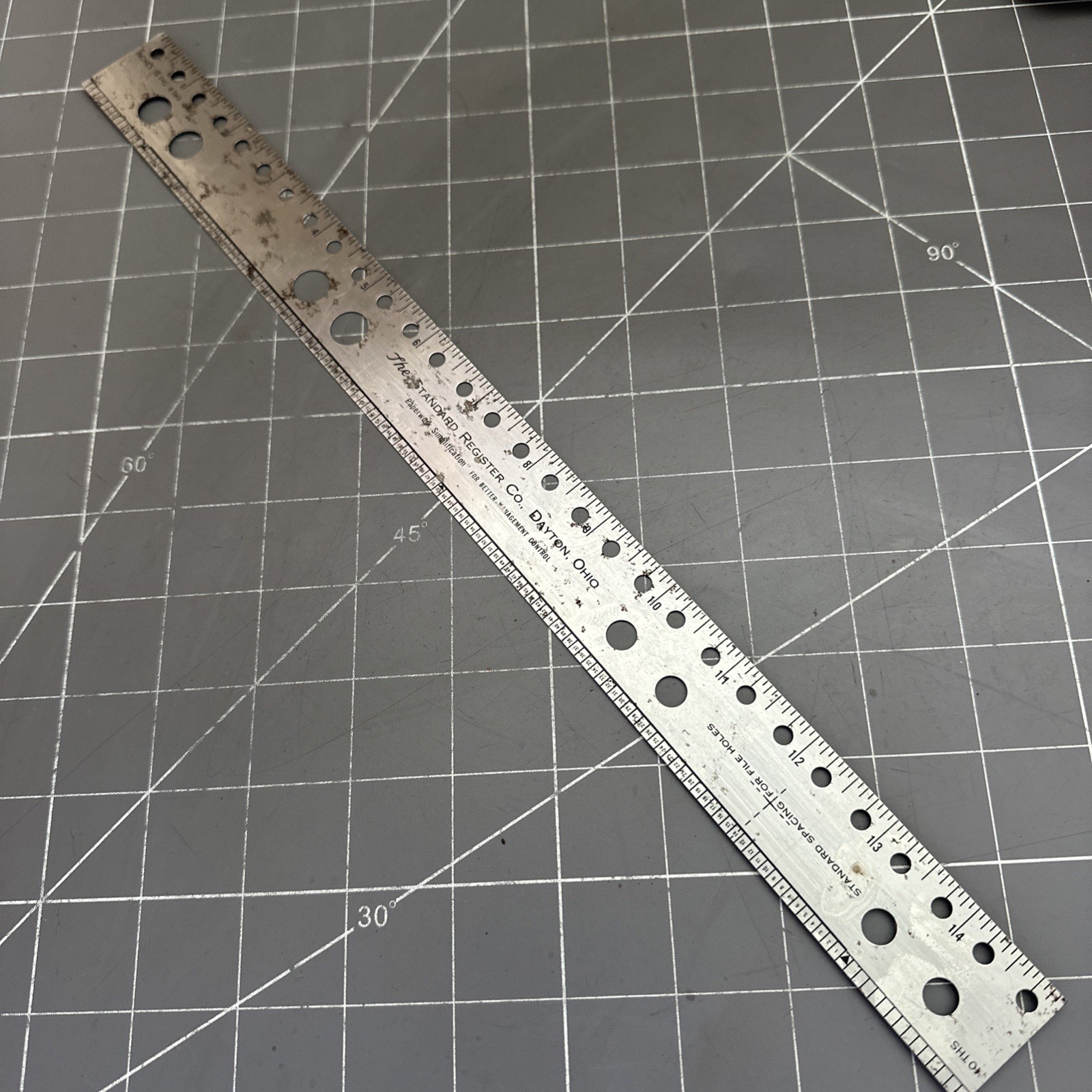 The Standard Register Company 15″ Metal Ruler Made In USA Vintage