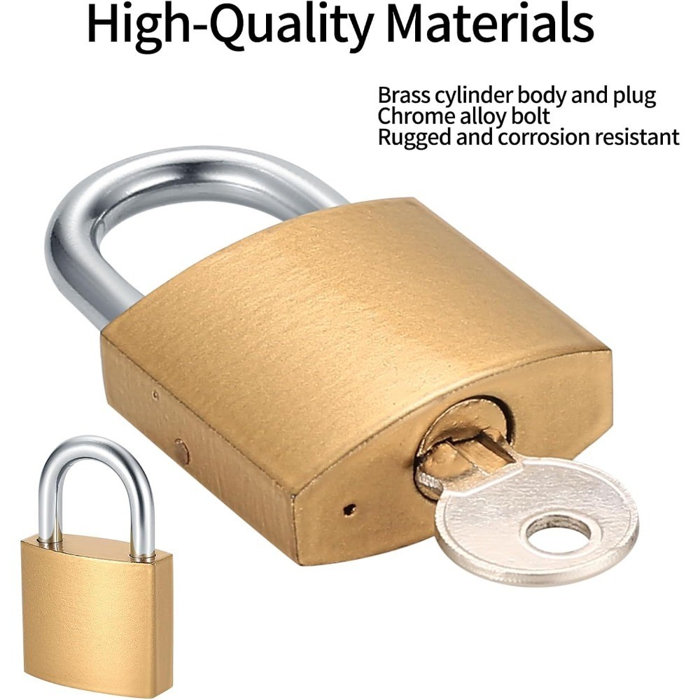 4 Pack Keyed Padlocks with Keys Solid Brass Lock for Toolbox Storage Shed Gym