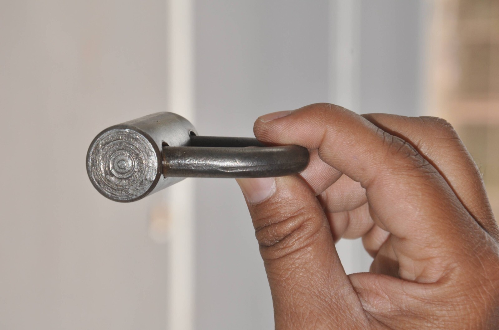 Vintage Iron Handcarfted Unique Shape Screw System Padlock