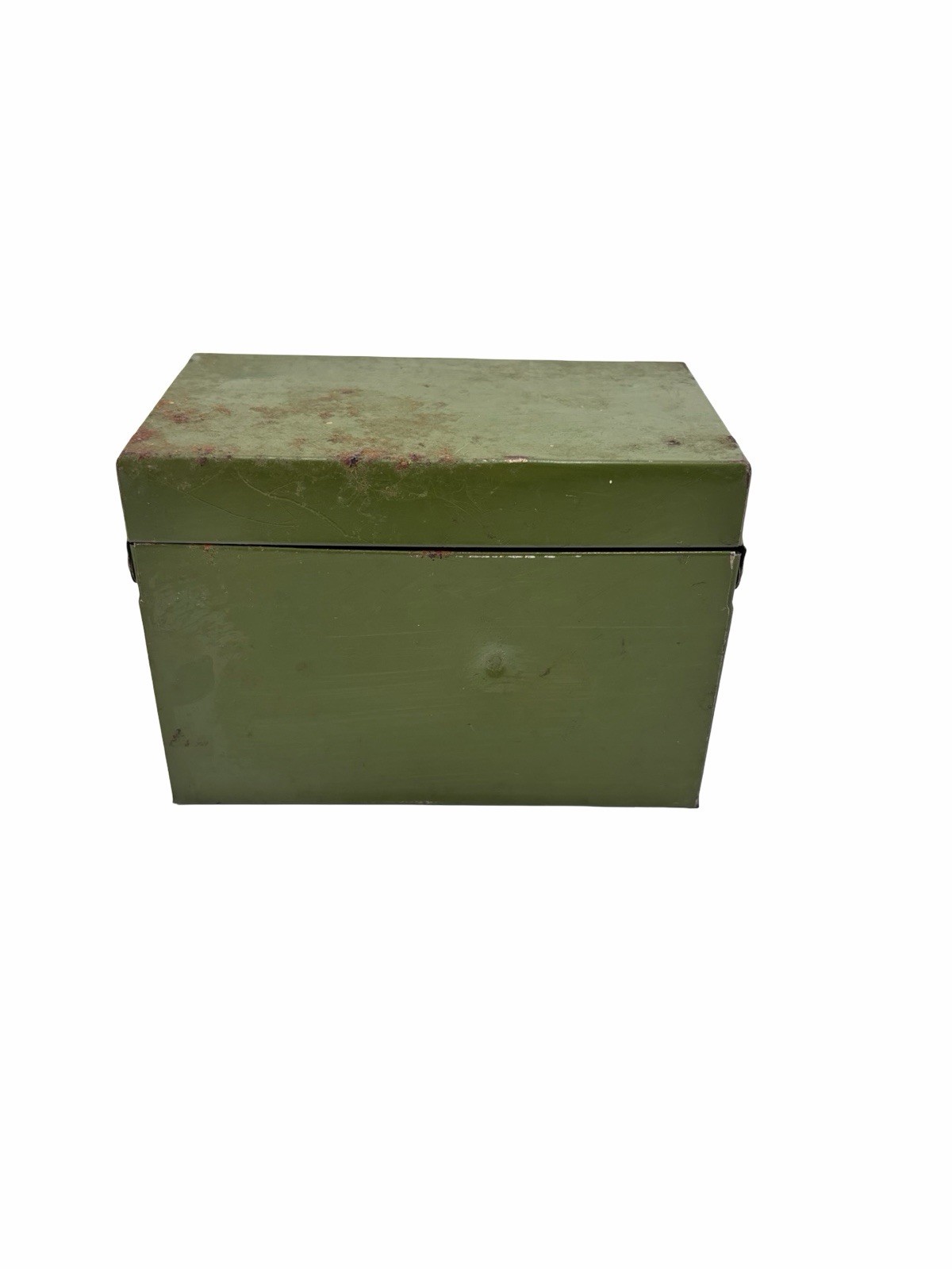 Vintage Olive Drab Metal Storage Box Small Industrial Tool Tin U.S. Army Antique