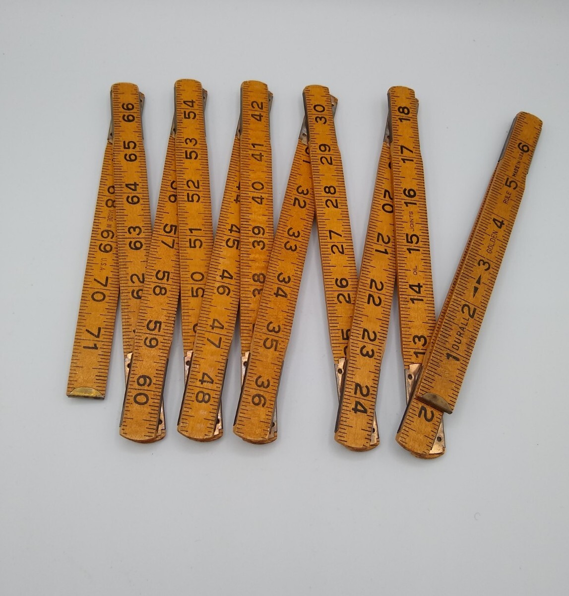 Vintage Durall 72″ Golden Rule Folding Carpenter’s Ruler Wood 6 Ft made in USA