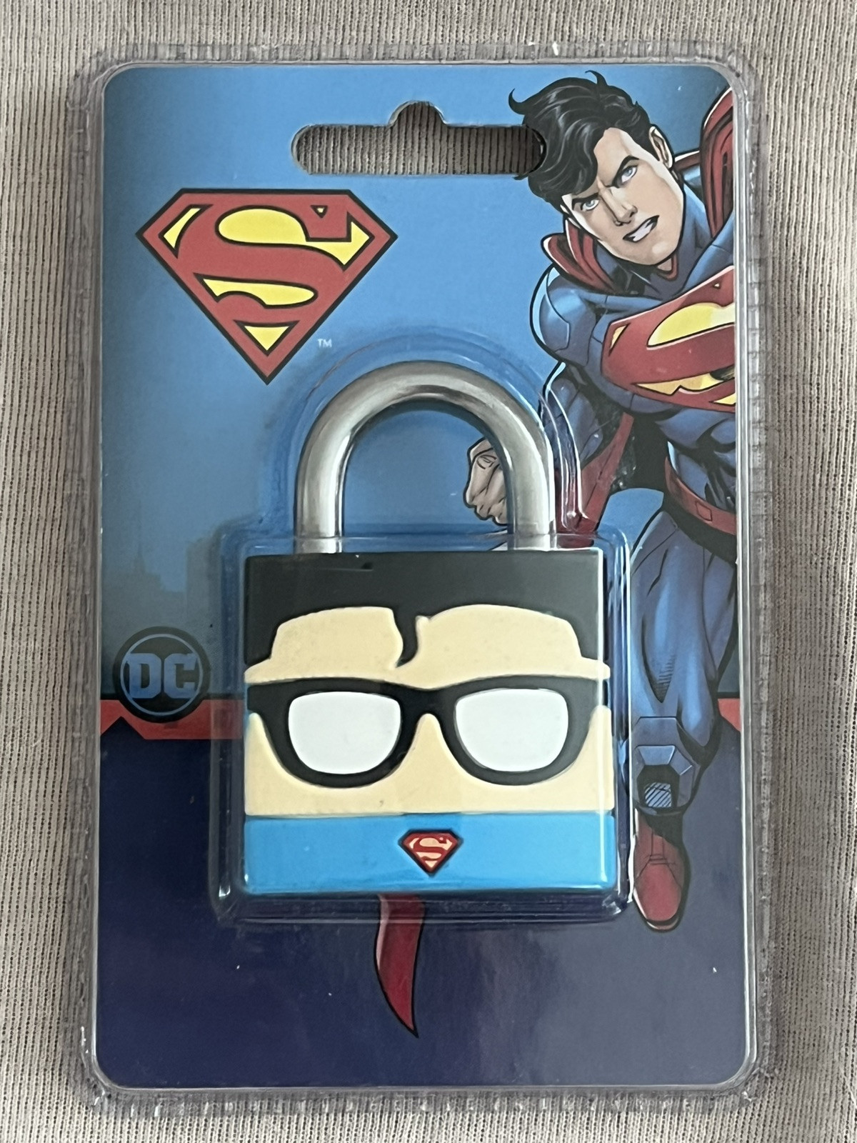 DC Superman Rubber Coated Brass Padlock, New by Bioworld