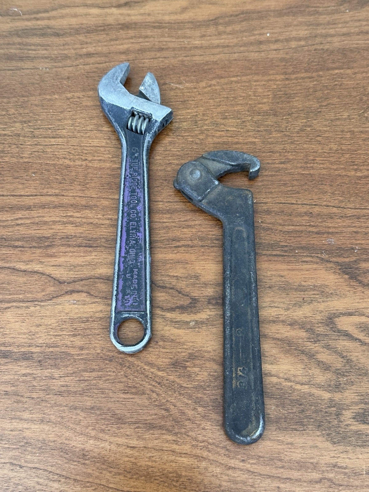 Vintage USA Tool Lot Ridgid 906 Adjustable Wrench Fairmount 471 Hook Spanner