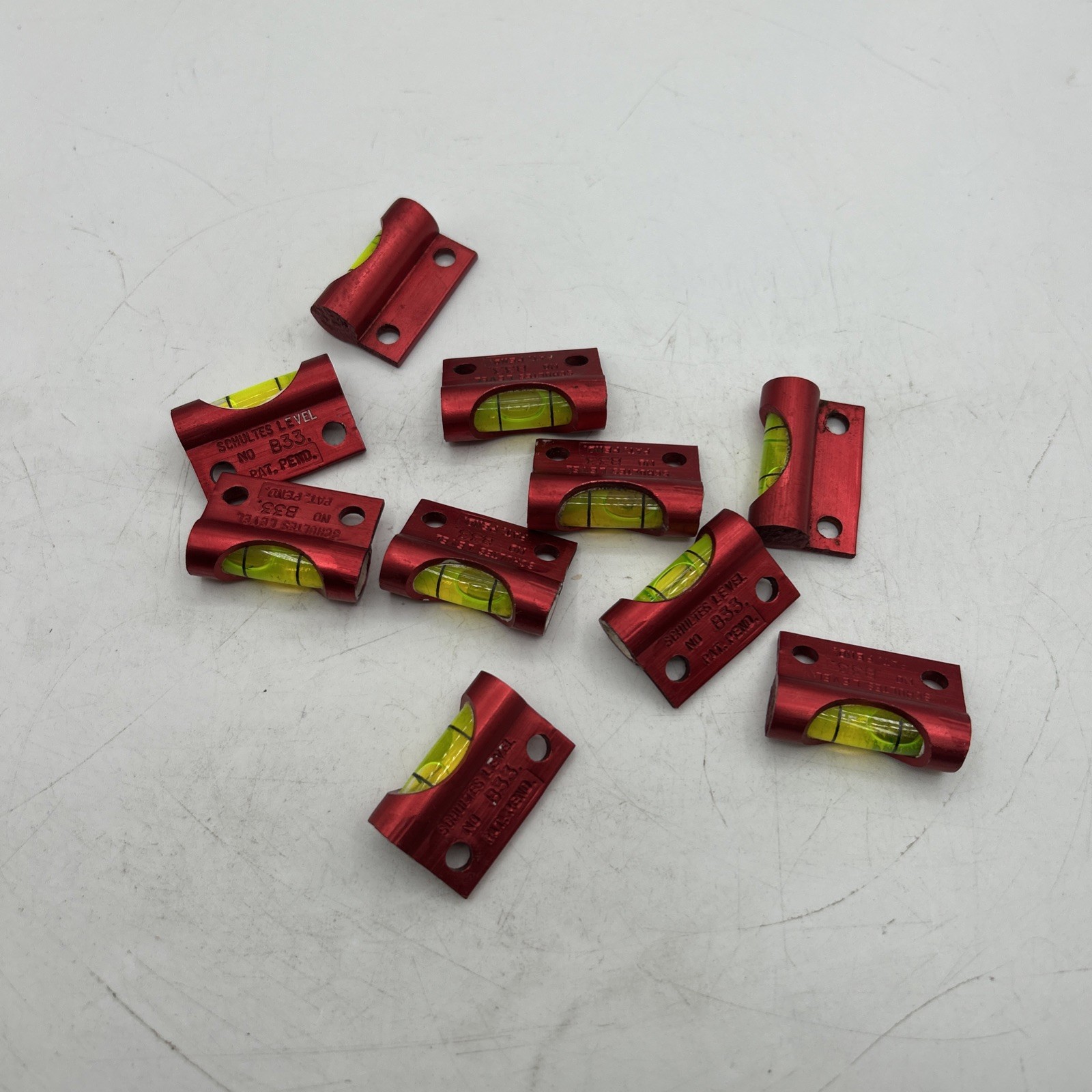 lot of 10 Vintage Schultes Level Small Bubble Level aluminum B33 3cm (1 1/5″)