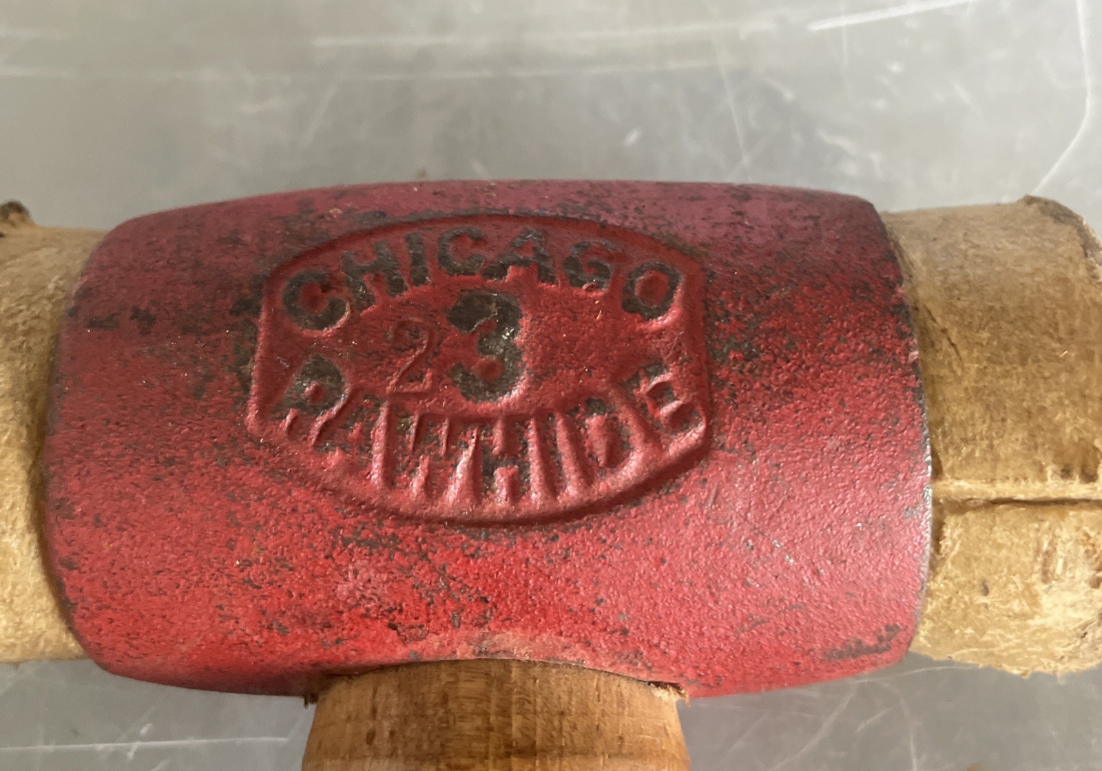 Chicago Rawhide #3 C/R Red Cast Iron Mallet Hammer Vintage