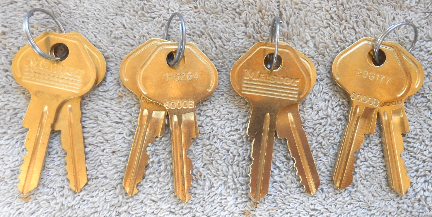 4 pair ORIGINAL FACTORY Pre cut (8 keys) MASTER Lock Padlock Keys
