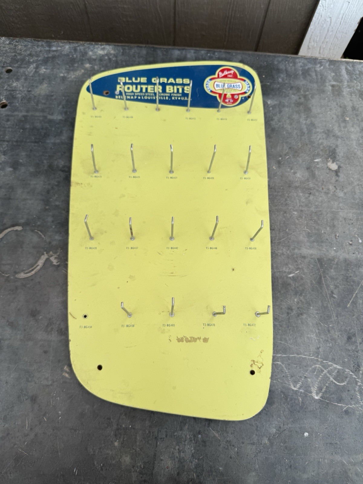 Vintage Tools BELKNAP BLUE GRASS Advertising Display Tool Board Mechanic Auto