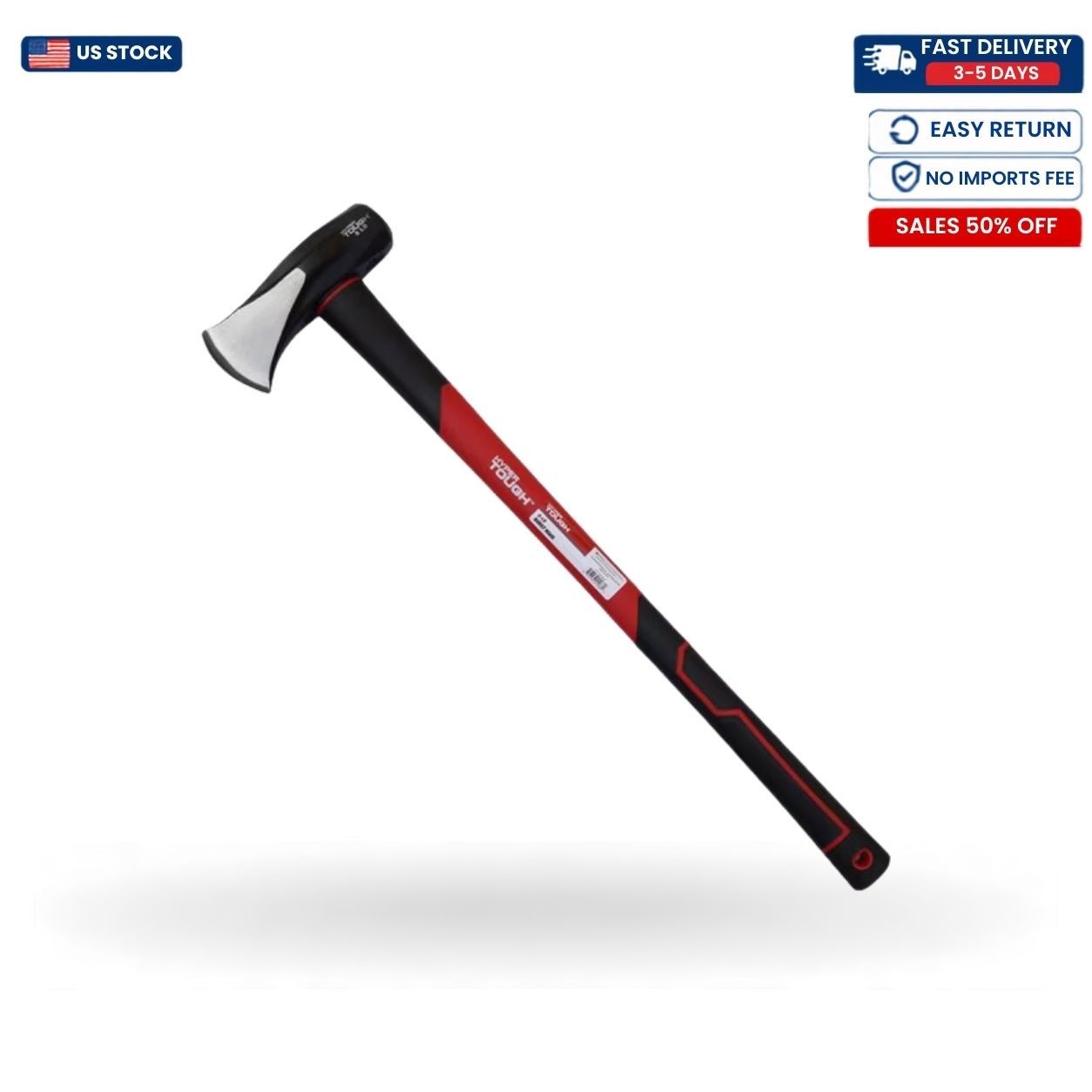 Hyper Tough 8 lb Splitting Maul 34 in Fiberglass Handle Steel Head
