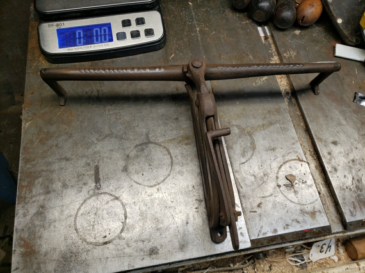 Antique Gunn & Hannah Patent 1895 Cast Iron Folding Saw Sharpening Vise Tool USA