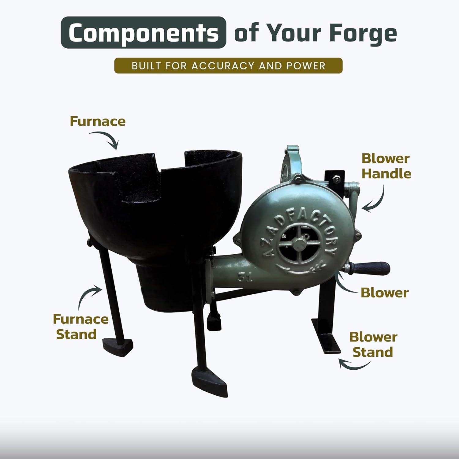 Blacksmith’s Large Forge Furnace with Hand Blower Pedal Type Handle Fan