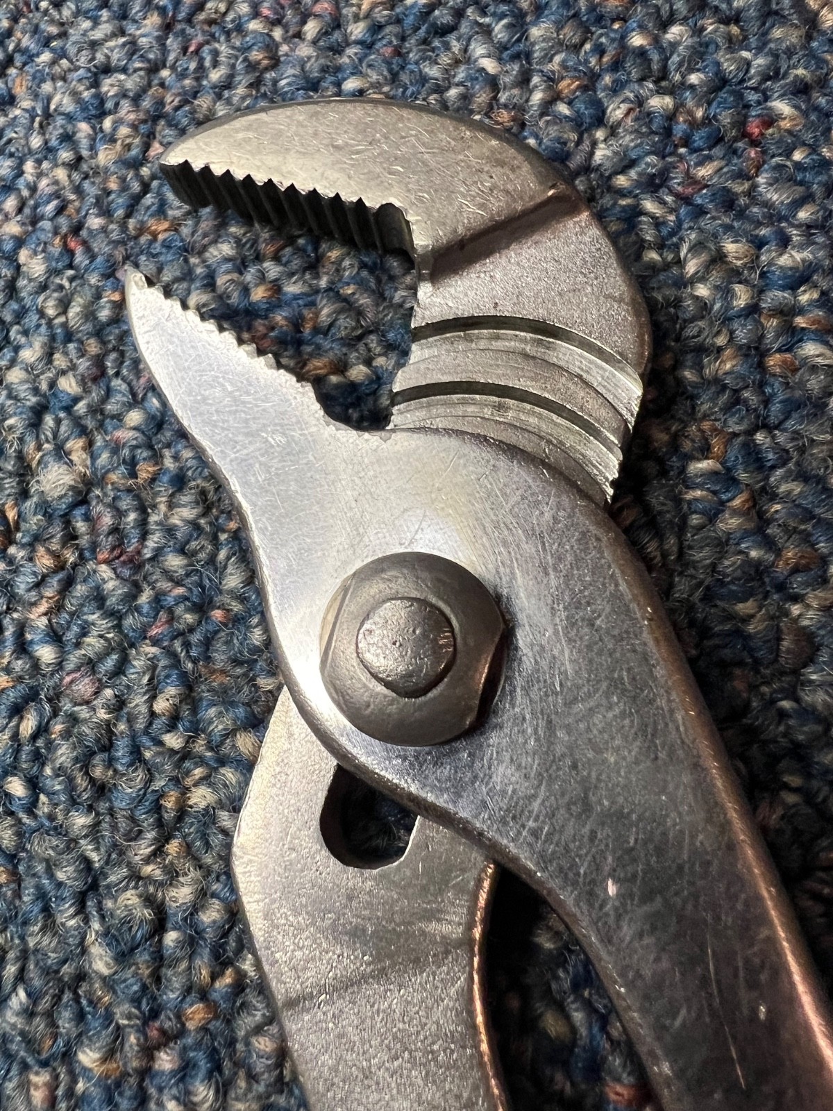 Vintage Craftsman arc-joint pliers, 9-1/2″, P-code, fancy grips, vy good cond.