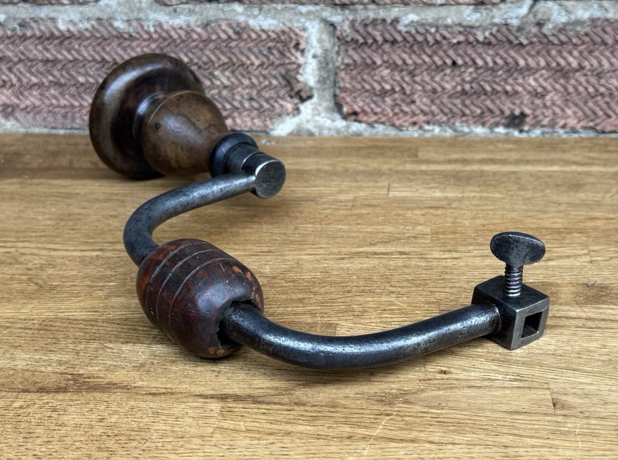 Antique Early Six Penny Hand Brace Hand Drill Auger Woodworking Vintage Old Tool