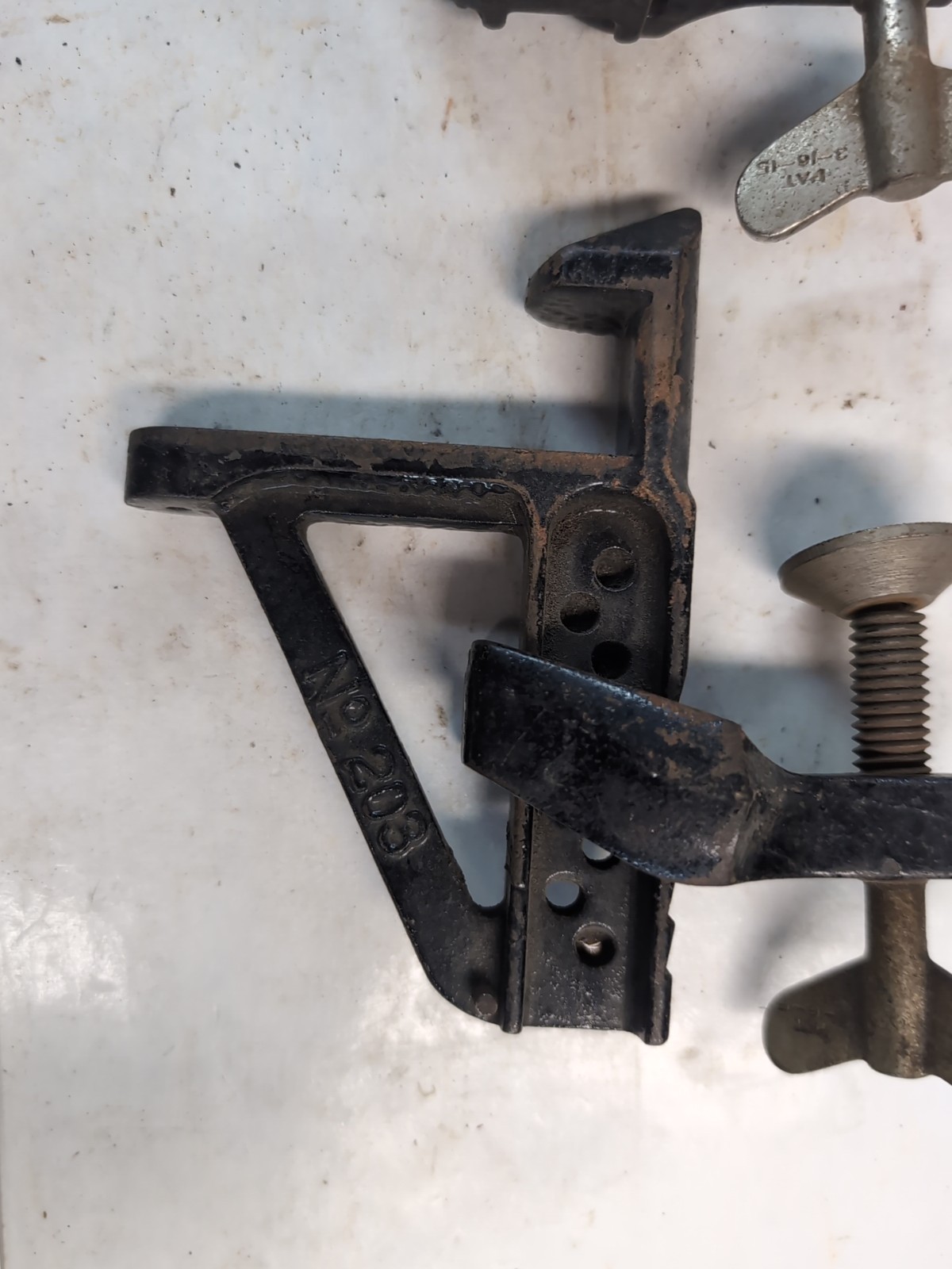 Vintage Stanley No. 203 Bench Bracket Set of Two Hold Fast Clamp Vise Bench Dog