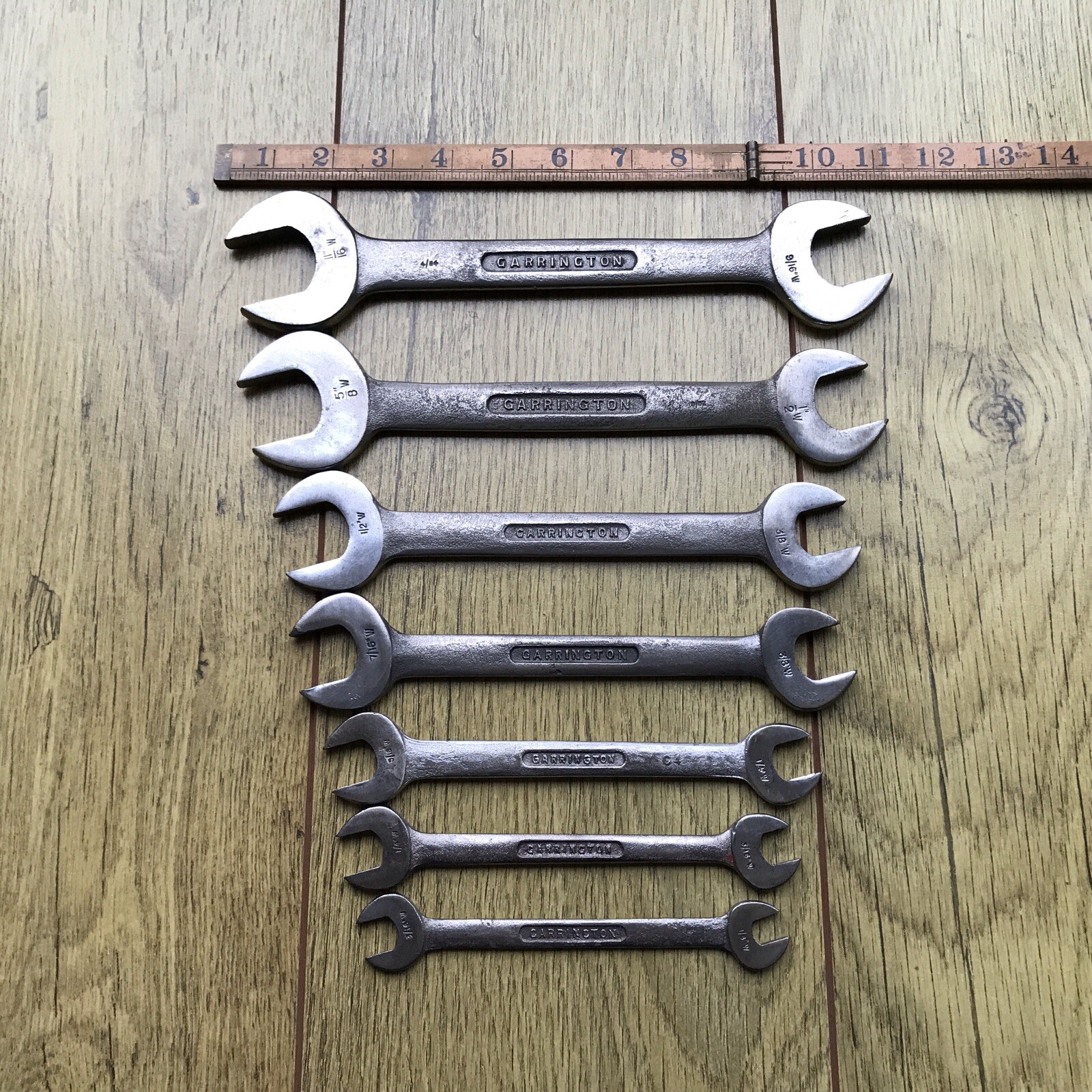7 vintage Garrington Merlin 11/16” To 1/8″ Whitworth Spanners.