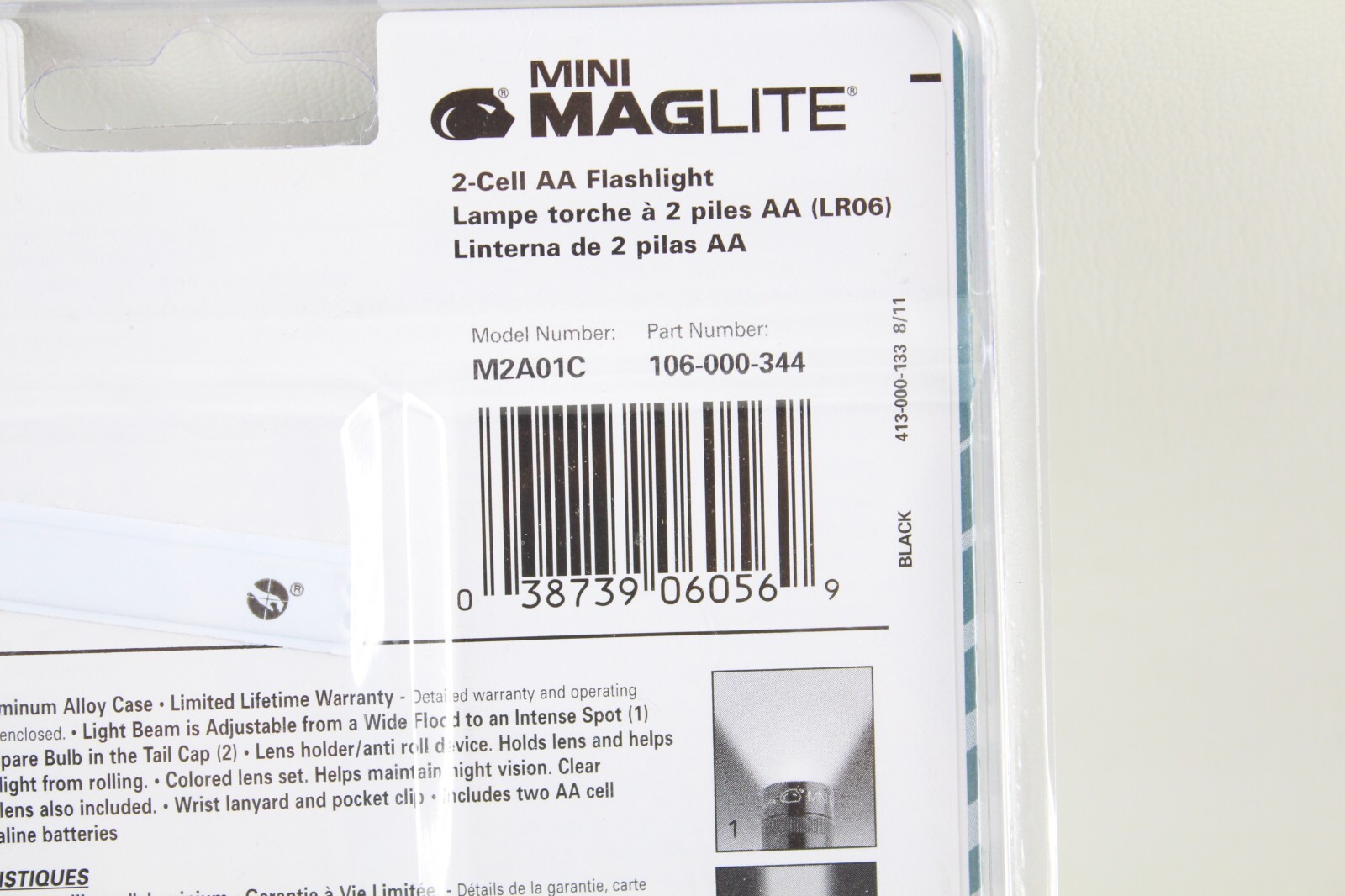 MagLite M2A01C Mini Incandescent 2-Cell AA Flashlight Combo, Black