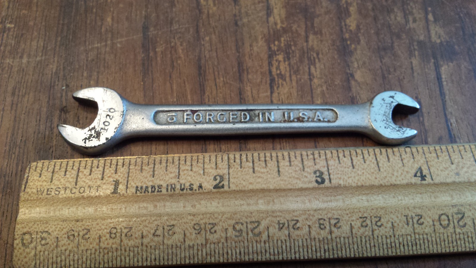 Vintage USA Craftsman Vanadium 1020 1/4 x 5/16 Open-End Wrench (Underline C)