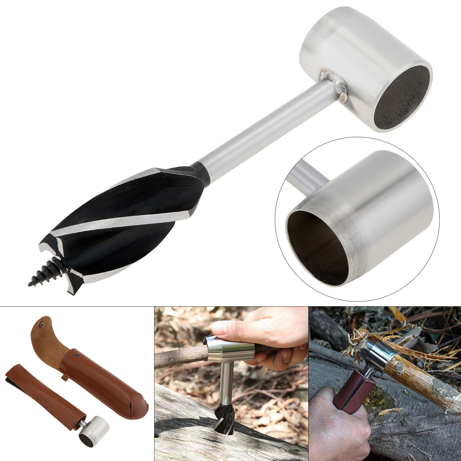 Bushcraft Hand Auger Settlers Wrench Manual Hole Drill for Survival & Camping US