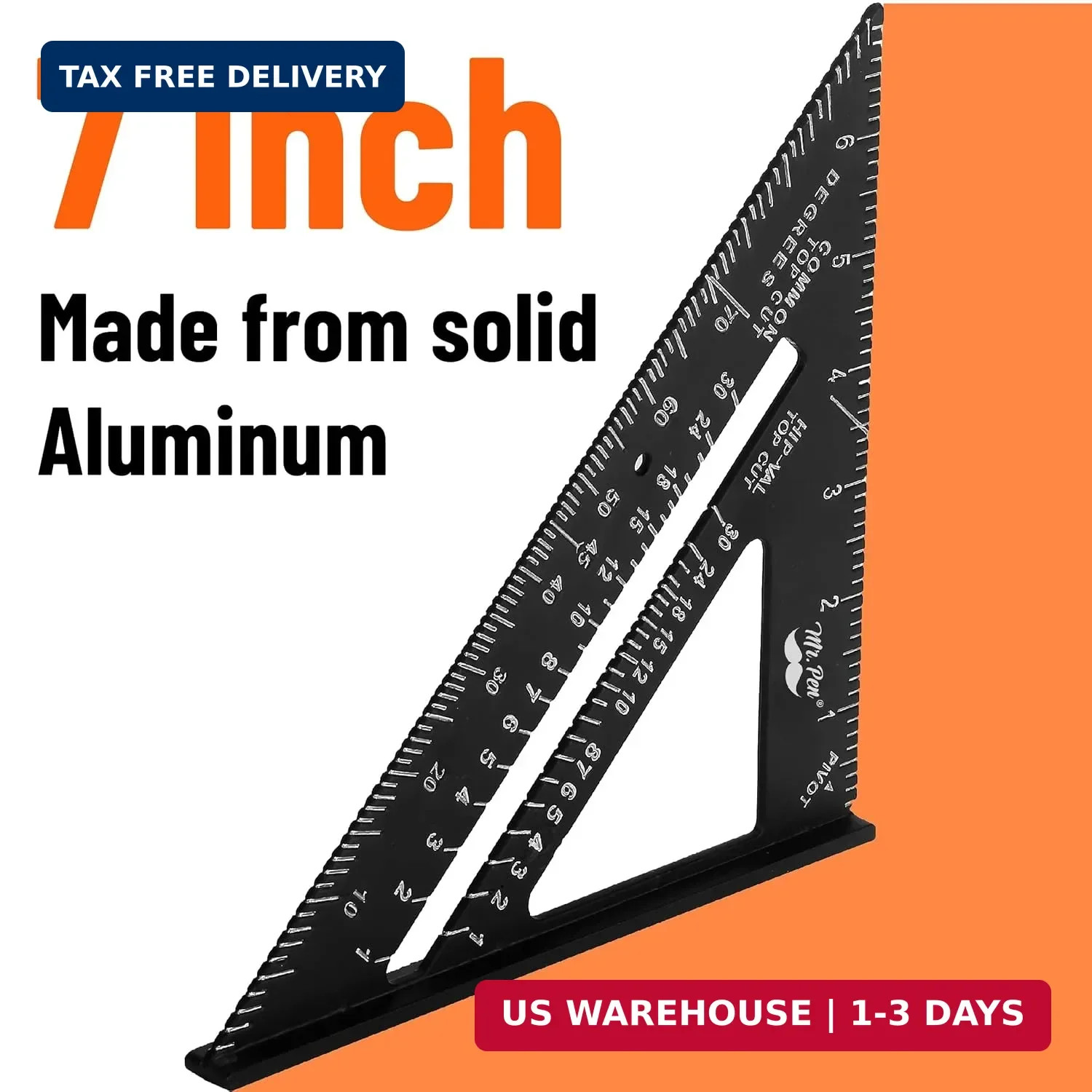Mr. Pen- Metal Square Ruler, 7 Inch, Aluminum Rafter Square | Carpenters Square