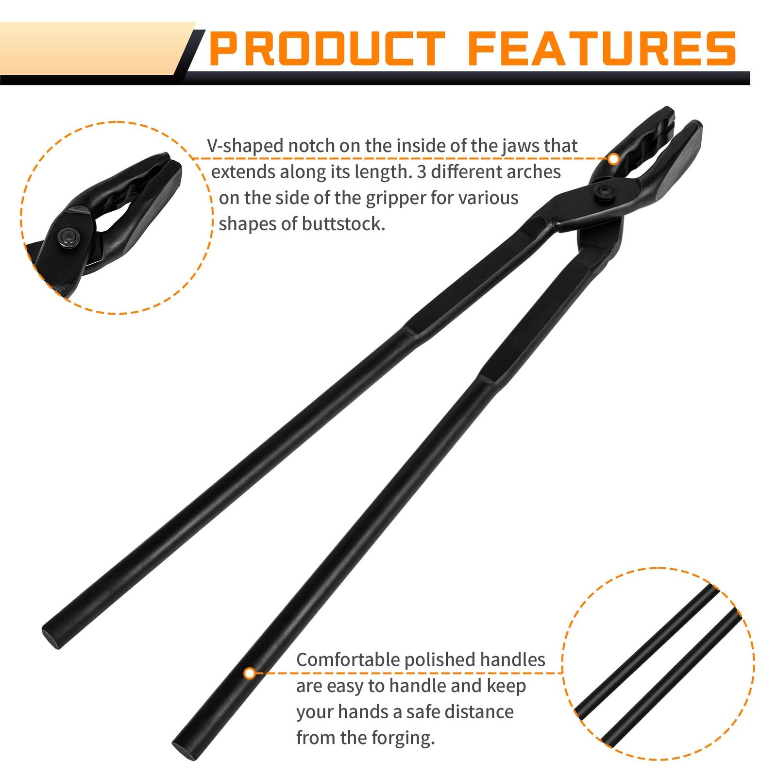 Upgraded Tongs Wolf Jaw or Beginner & Seasoned blacksmiths 17 in (430 mm)