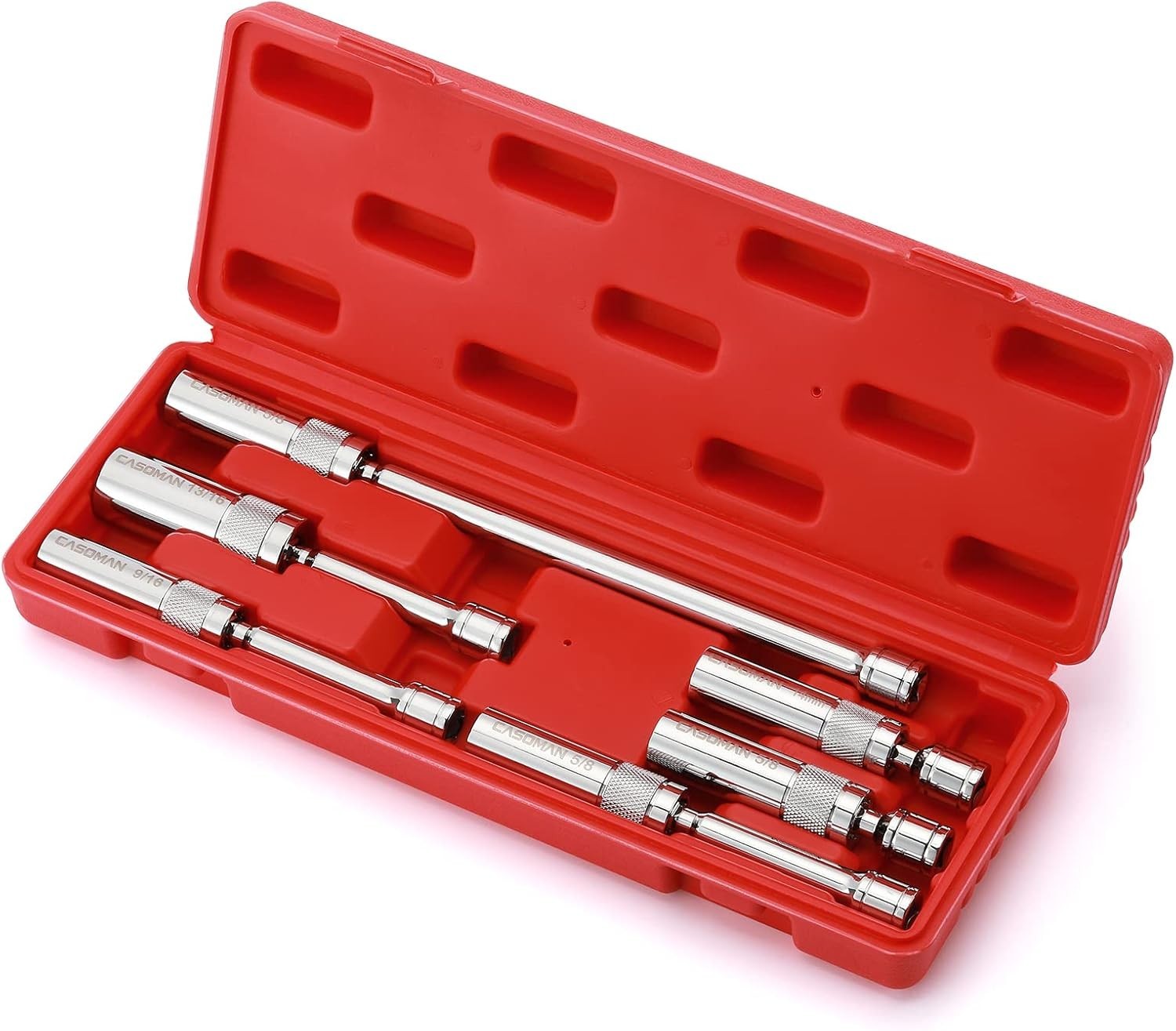 CASOMAN 6PCS 3/8-Inch Drive Magnetic Swivel Spark Plug Socket Set, Include 9/16-