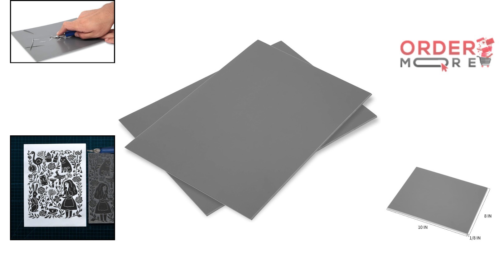 Soft Linoleum Carving Block 8×10 Inches 2-Pack for Printmaking Stamping