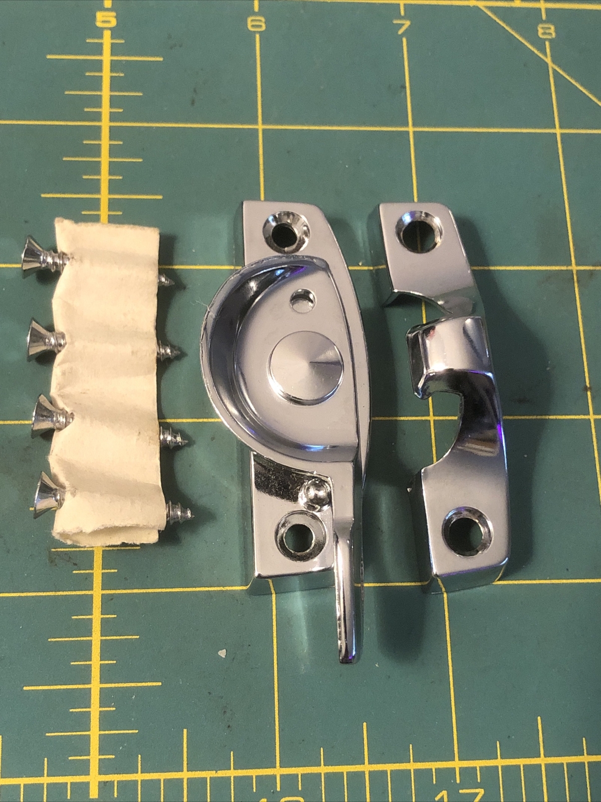 Vtg Retro Heavy Duty Chrome Plated Steel Window Sash Lock & Screws RD1962 Canada