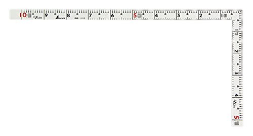 Square ruler, same thickness, white, 1 shaku/30 cm, dual scale, masterpiece 1110