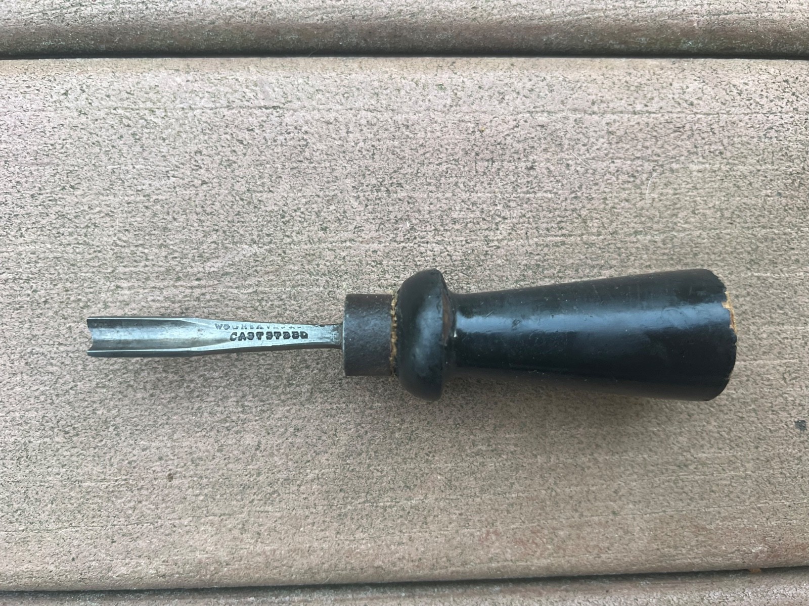 Vintage Antique Wm Greaves & Sons Cast Steel 3/8” Gouge Chisel Wood Handle
