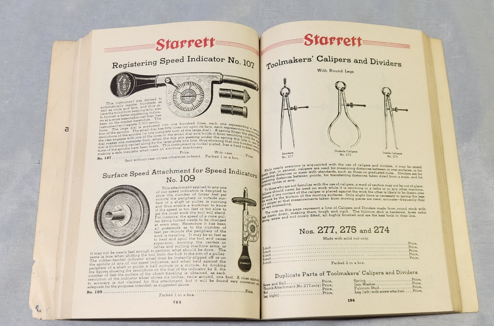 VINTAGE 1953 STARRETT FINE MECHANICAL TOOLS CATALOG + STARRETT POCKET PROTECTOR!