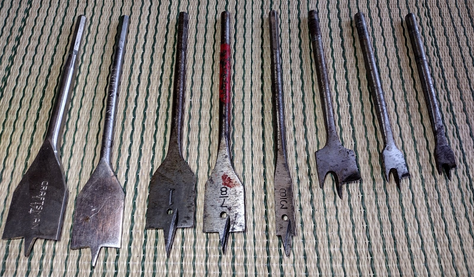 VINTAGE SPADE DRILL BITS Mixed Lot of 8 Craftsman, Premier, Irwin