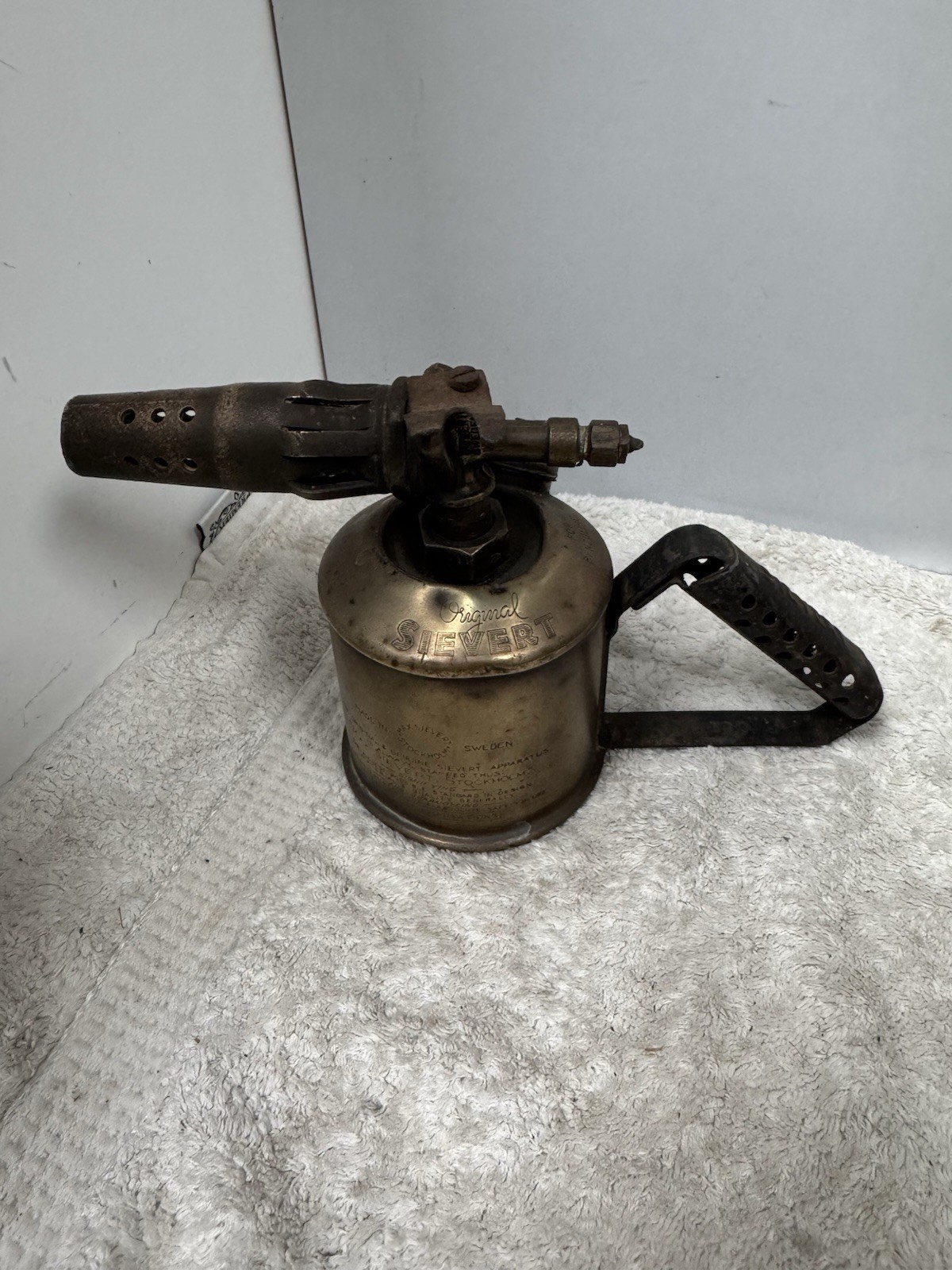 Max Sievert Vintage Blow lamp Type 220 Sweden Brass 0.4l 1/4 Pint