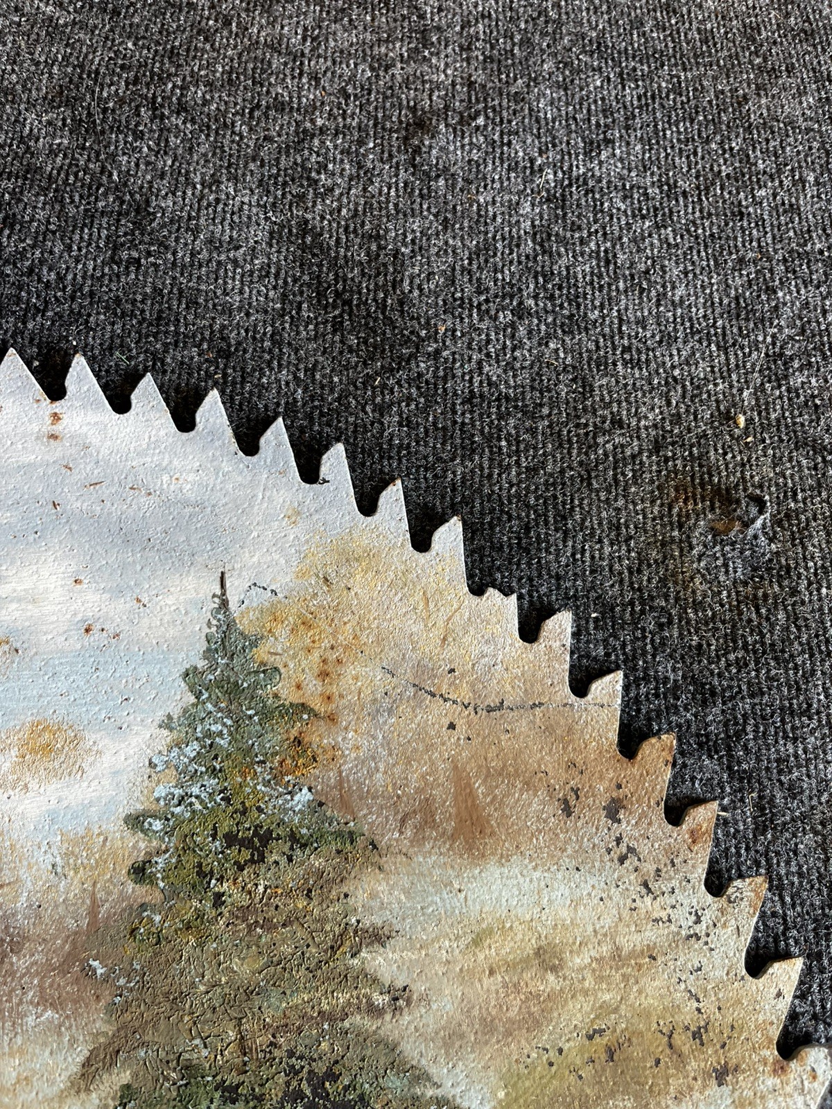 Large Sawmill Hand Painted Blade 26” Diameter Solid Sawblade Rustic Decor Rusty
