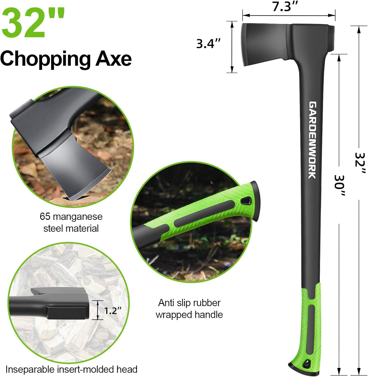Wood Splitting Axe,32″Chopping Axe for Heavy Duty Woood Cutting,Axe for Chopping