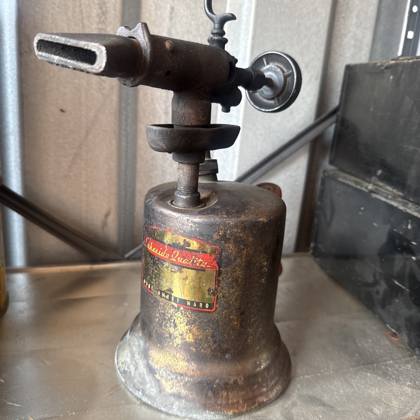 Antique Plumbers Torch Lakeside Quality, Ward , Wood Handle W/ Porch Attachment